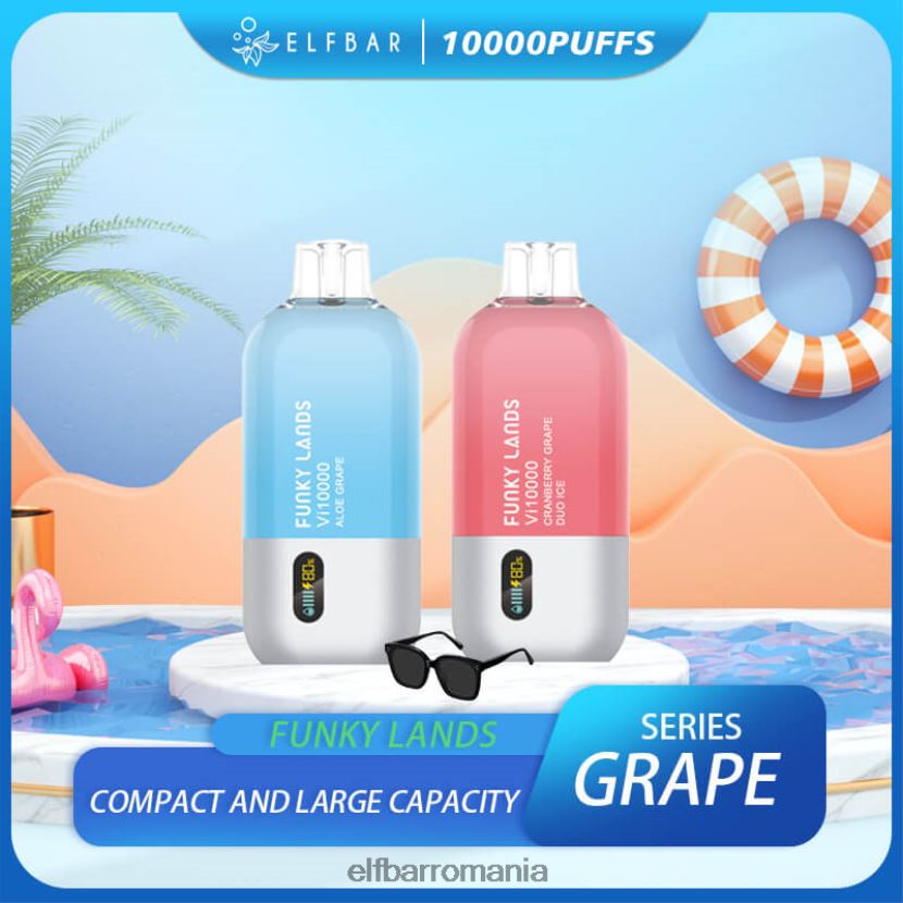 ELFBAR funky lands cea mai bună aromă vape de unică folosință serie vi10000 de struguri gheață duo de struguri de afine R06FNN150